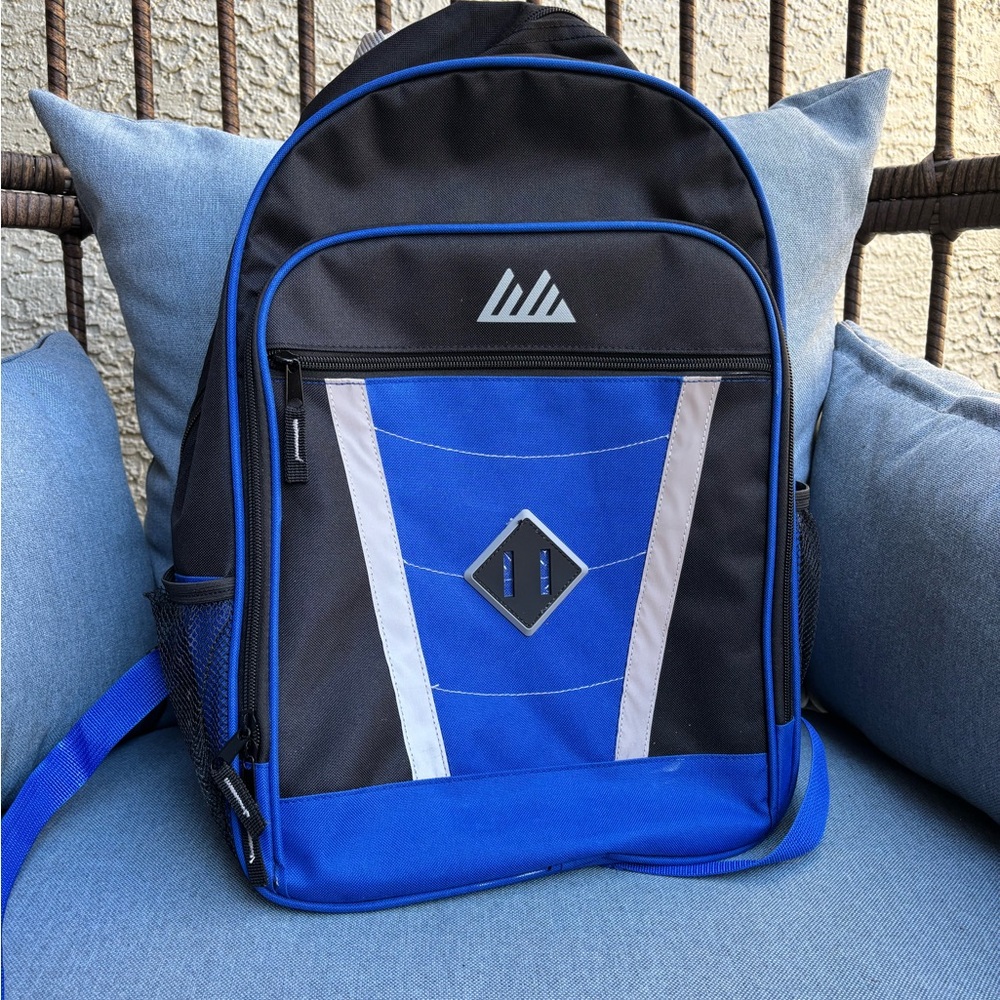 Blue and Black Backpack